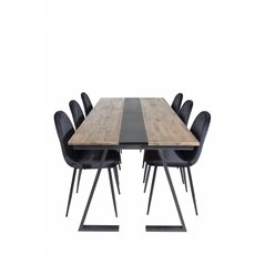 Jakarta Dining Table , 200*90*H75 - Dark Teak / Black, Polar Dining Chair - Black legs / Black Velvet (ersätter 19902-888)_6