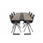 Jakarta Spisebord, 200 * 90 * H75 - Mørk Teak / Sort, Polar Spisestuestol med Spin funktion - sorte Ben - Sort PU - Sort Sti