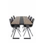 Jakarta Spisebord, 200 * 90 * H75 - Mørk Teak / Sort, Polar Spisestuestol med Spin funktion - sorte Ben - Sort PU - Sort Sti