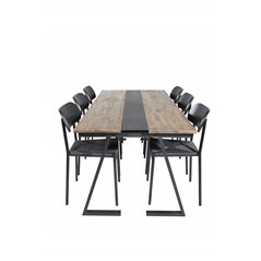 Jakarta Dining Table , 200*90*H75 - Dark Teak / Black, Polly Dining Chair - Black / Black_6