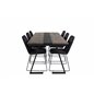 Jakarta Dining Table , 200*90*H75 - Dark Teak / Black, Muce  Dining Chair - Black Legs - Black Fabric_6