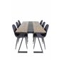 Jakarta Dining Table , 200*90*H75 - Dark Teak / Black, Polar Dining Chair - Black Legs - Black Fabric_6