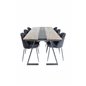 Jakarta Dining Table , 200*90*H75 - Dark Teak / Black, Wrinkles Dining Chair - Black Legs - Black  Velvet_6