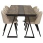 Jakarta Dining Table , 200*90*H75 - Dark Teak / Black, Velvet Dining Chair - Beige / Black_6