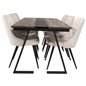 Jakarta Dining Table , 200*90*H75 - Dark Teak / Black, Velvet Deluxe Dining Chair - Beige / Black_6