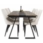 Jakarta Dining Table , 200*90*H75 - Dark Teak / Black, Leone Dining Chair - Beige / Black_6