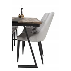 Jakarta Dining Table , 200*90*H75 - Dark Teak / Black, Leone Dining Chair - Grey / Black_6