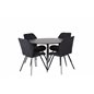 Silar Dining Table - Round 100  cm - Black Melamine / Black Legs, Gemma  Dining Chair - Black Legs - Black Fabric_4