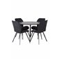 Silar Dining Table - Round 100  cm - Black Melamine / Black Legs, Gemma  Dining Chair - Black Legs - Black Fabric_4