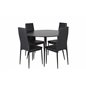 Silar Dining Table - Round 100  cm - Black Melamine / Black Legs, Slim High Back Dining Chair - Black Legs - Black PU_4