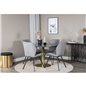 Estelle Round Dining Table ø106 H75 - Black / Brass, Gemma Dining Chair - Black Legs - Grey Fabric_4