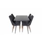 Silar Extention Table  - Black Melamine / Black Legs, Leone Dining Chair - Walnut legs - Black Fabric_4