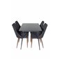 Silar Extention Table  - Black Melamine / Black Legs, Leone Dining Chair - Walnut legs - Black Fabric_4