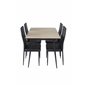 Silar Extention Table  - "Wood Look"  Melamine / Black Legs, Slim High Back Dining Chair - Black Legs - Black PU_4