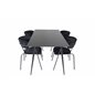 Silar Dining Table - 180 cm - Black Melamine / Black Legs, Arrow armchair - Black Legs - Black Velvet_4