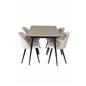 Silar Extention Table  - "Wood Look"  Melamine / Black Legs, Velvet Dining Chair - Beige / Black_4