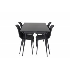 Silar Extention Table  - Black Melamine / Black Legs, Polar Plastic Dining Chair - Black Legs / Black Plastic_4