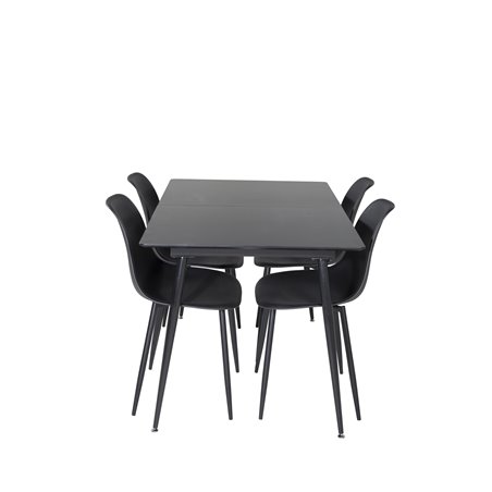 Silar Extention Table  - Black Melamine / Black Legs, Polar Plastic Dining Chair - Black Legs / Black Plastic_4