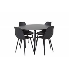 Silar Dining Table - Round 100  cm - Black Melamine / Black Legs, Polar Plastic Dining Chair - Black Legs / Black Plastic_4