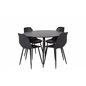 Silar Dining Table - Round 100  cm - Black Melamine / Black Legs, Polar Plastic Dining Chair - Black Legs / Black Plastic_4