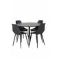 Silar Dining Table - Round 100  cm - Black Melamine / Black Legs, Polar Plastic Dining Chair - Black Legs / Black Plastic_4