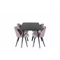 Silar Extention Table  - Black Melamine / Black Legs, Velvet Dining Chair - Pink / Black_4