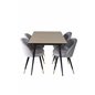 Silar Extention Table  - "Wood Look"  Melamine / Black Legs, Velvet Dining Chair Brass - Light Grey / Black_4