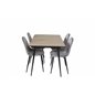 Silar Extention Table  - "Wood Look"  Melamine / Black Legs, Polar Dining Chair - Black legs / Light Grey Velvet (ersätter 19902