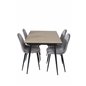 Silar Extention Table  - "Wood Look"  Melamine / Black Legs, Polar Dining Chair - Black legs / Light Grey Velvet (ersätter 19902