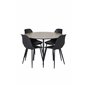 Silar Dining Table - Round 100 cm - "Wood Look"  Melamine / Black Legs, Polar Plastic Dining Chair - Black Legs / Black Plastic_