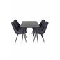 Silar Extention Table  - Black Melamine / Black Legs, Velvet Deluxe Dining Chair - Black Legs - Black Fabric_4