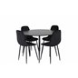 Silar Dining Table - Round 100  cm - Black Melamine / Black Legs, Polar Diamond Dining Chair - Black Legs - Black Velvet_4