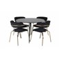 Silar Dining Table - Round 100  cm - Black Melamine / Black Legs, Arrow armchair - Brass Legs - Black Velvet_4