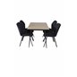 Silar Extention Table  - "Wood Look"  Melamine / Black Legs, Gemma  Dining Chair - Black Legs - Black Fabric_4