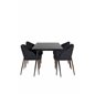 Silar Extention Table  - Black Melamine / Black Legs, Arch Dining Chair - Walnut Legs - Black Fabric_4