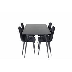 Silar Extention Table  - Black Melamine / Black Legs, Polar Diamond Dining Chair - Black Legs - Black Velvet_4