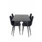 Silar Extention Table  - Black Melamine / Black Legs, Polar Diamond Dining Chair - Black Legs - Black Velvet_4