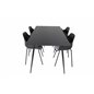 Silar Dining Table - 180 cm - Black Melamine / Black Legs, Comfort Plastic Dining Chair - Black Legs -Black Plastic_4