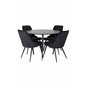 Silar Dining Table - Round 100  cm - Black Melamine / Black Legs, Velvet Deluxe Dining Chair - Black / Black_4