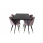 Silar Extention Table  - Black Melamine / Black Legs, Velvet Dining Chair Brass - Pink / Black_4