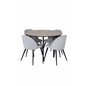 Silar Dining Table - Round 100 cm - "Wood Look"  Melamine / Black Legs, Velvet Dining Chair Corduroy - Light Grey / Black_4