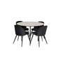 Silar Dining Table - Round 100 cm - "Wood Look"  Melamine / Black Legs, Velvet Dining Chair - Black / Black_4