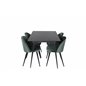 Silar Extention Table  - Black Melamine / Black Legs, Velvet Dining Chair - Green / Black_4