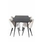 Silar Extention Table  - Black Melamine / Black Legs, Velvet Dining Chair - Beige / Black_4