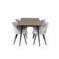 Silar Extention Table  - "Wood Look"  Melamine / Black Legs, Velvet Dining Chair Corduroy - Beige / Black_4