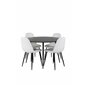 Silar Dining Table - Round 100  cm - Black Melamine / Black Legs, Polar Fluff Dining Chair - Black Legs  - White Teddy _4