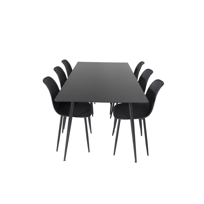 Silar Dining Table - 180 cm - Black Melamine / Black Legs, Polar Plastic Dining Chair - Black Legs / Black Plastic_6