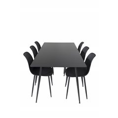 Silar Dining Table - 180 cm - Black Melamine / Black Legs, Polar Plastic Dining Chair - Black Legs / Black Plastic_6