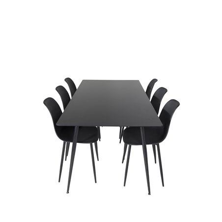 Silar Dining Table - 180 cm - Black Melamine / Black Legs, Polar Plastic Dining Chair - Black Legs / Black Plastic_6