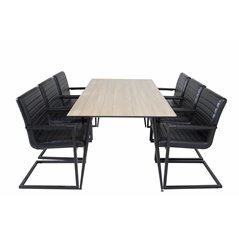 Silar Dining Table - 180 cm - "Wood Look"  Melamine / Black Legs, Art Armchair - Black / Black_6